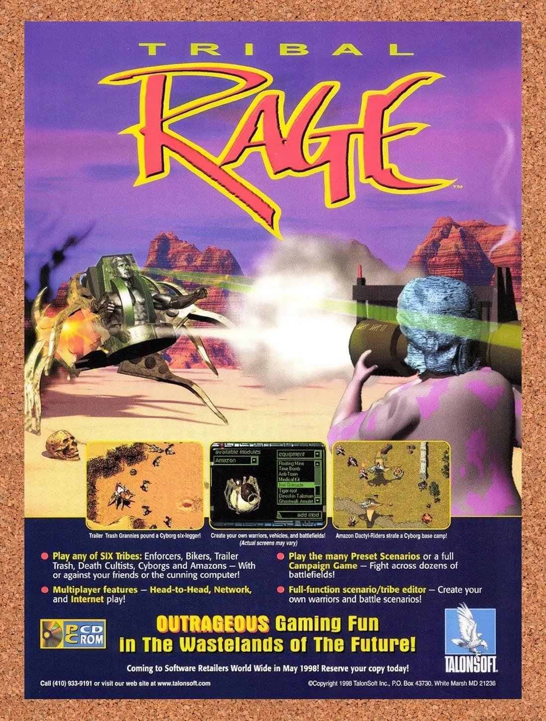 1998 Tribal Rage PC Original Advertisement / Retro Promo v4