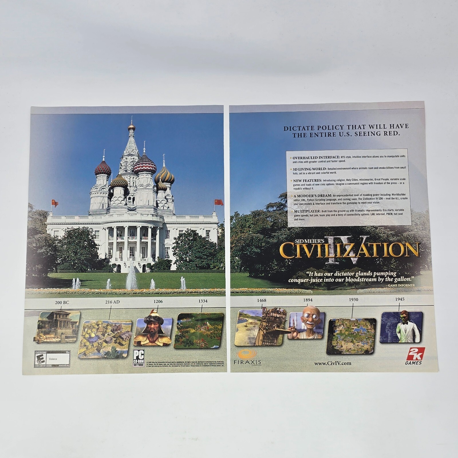 Civilization IV 4 PC Dictate Policy Print Ad/Poster Art