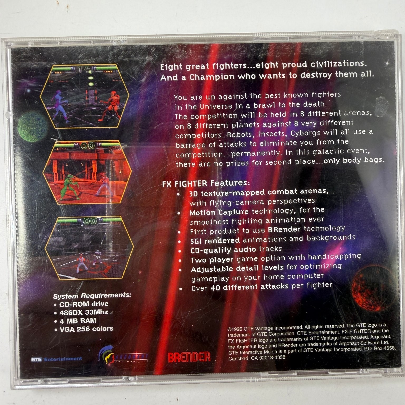 FX Fighter PC CD-ROM Video Game Fighting Multiplayer 3D