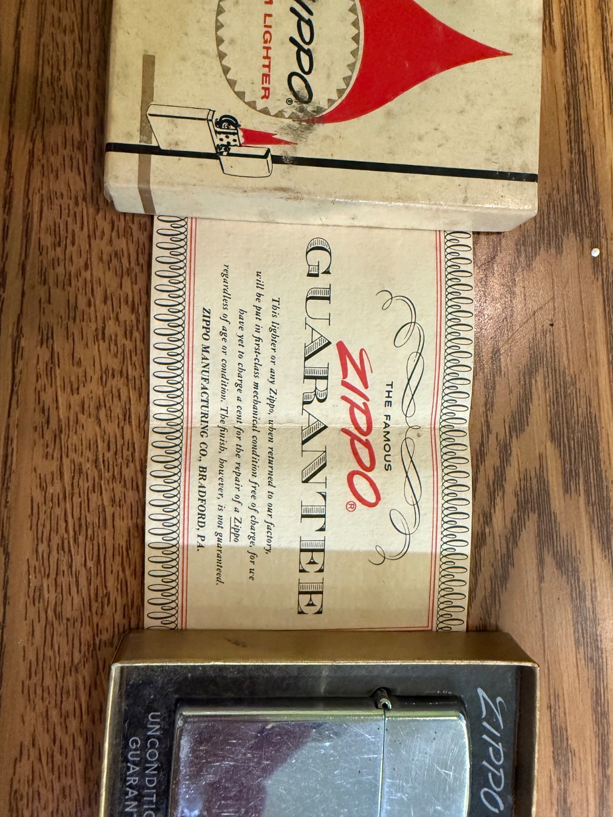 ZIPPO SLIM LIGHTER VINTAGE RED WHITE BOX. NEW with papers