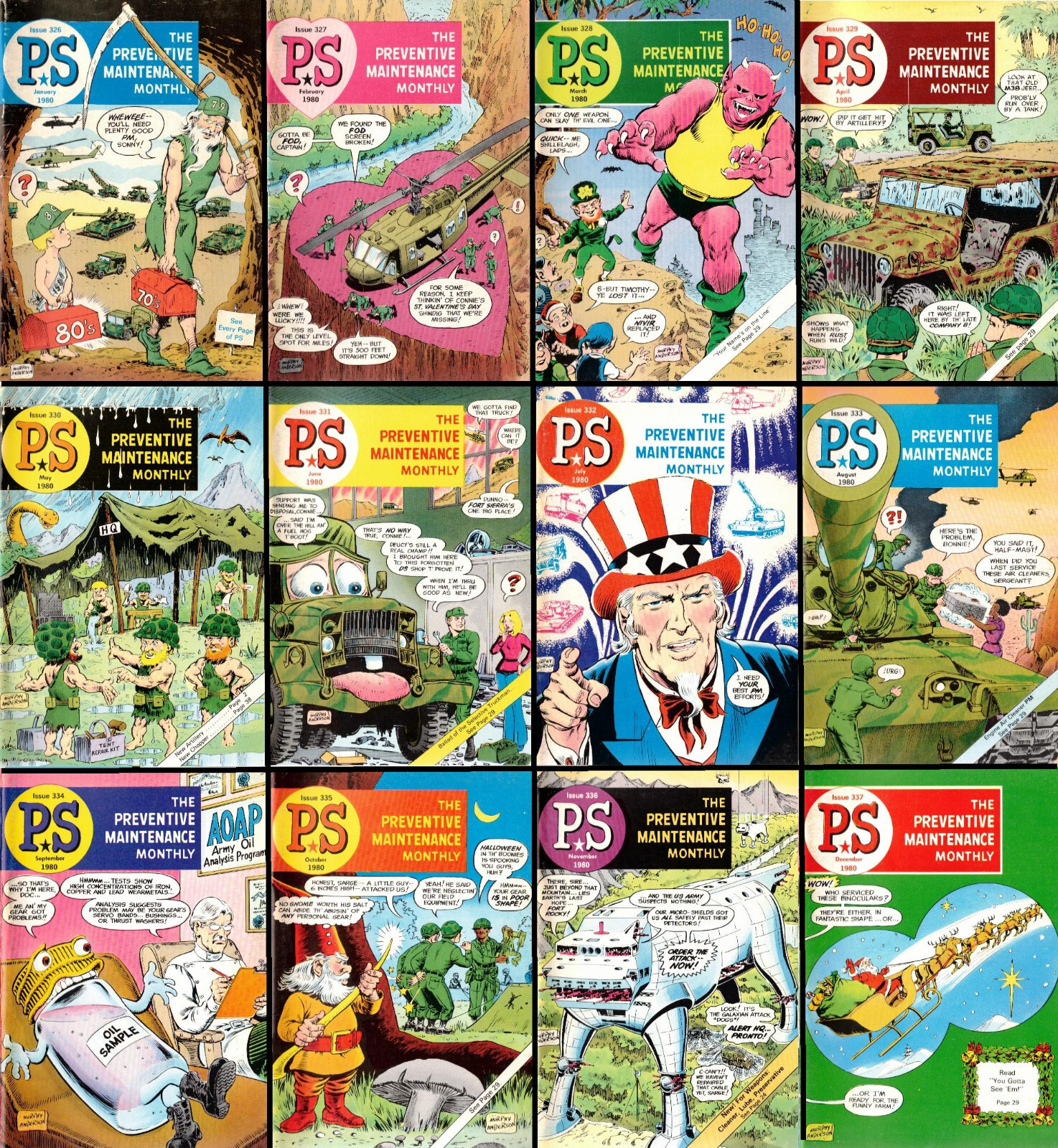 PS: PREVENTIVE MAINTENANCE MONTHLY ~ 12 1980 issues ~ Nos. 326-337 + Index ~ NEW