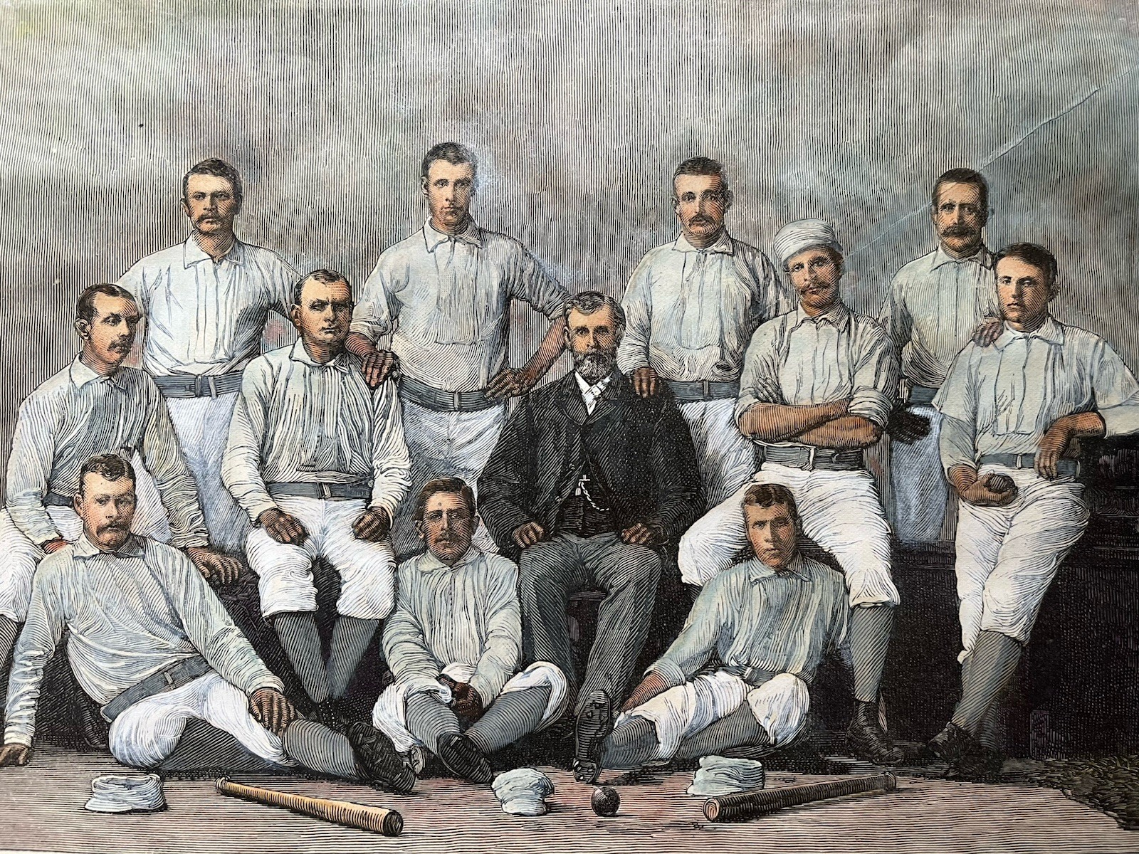 1882 THE PROVIDENCE BASE-BALL CLUB HARPER’S WEEKLY HAND COLORED ENGRAVING