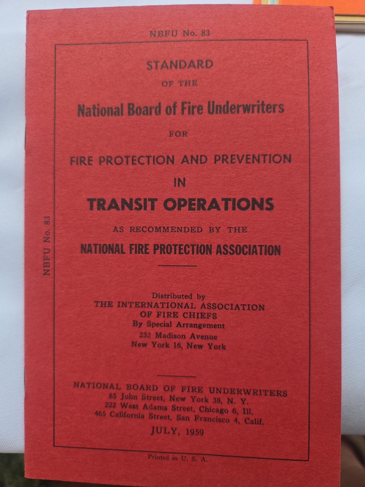 1959 NBFU No. 83 Transit Operations Fire Protection Manual Streetcar Bus 30pp