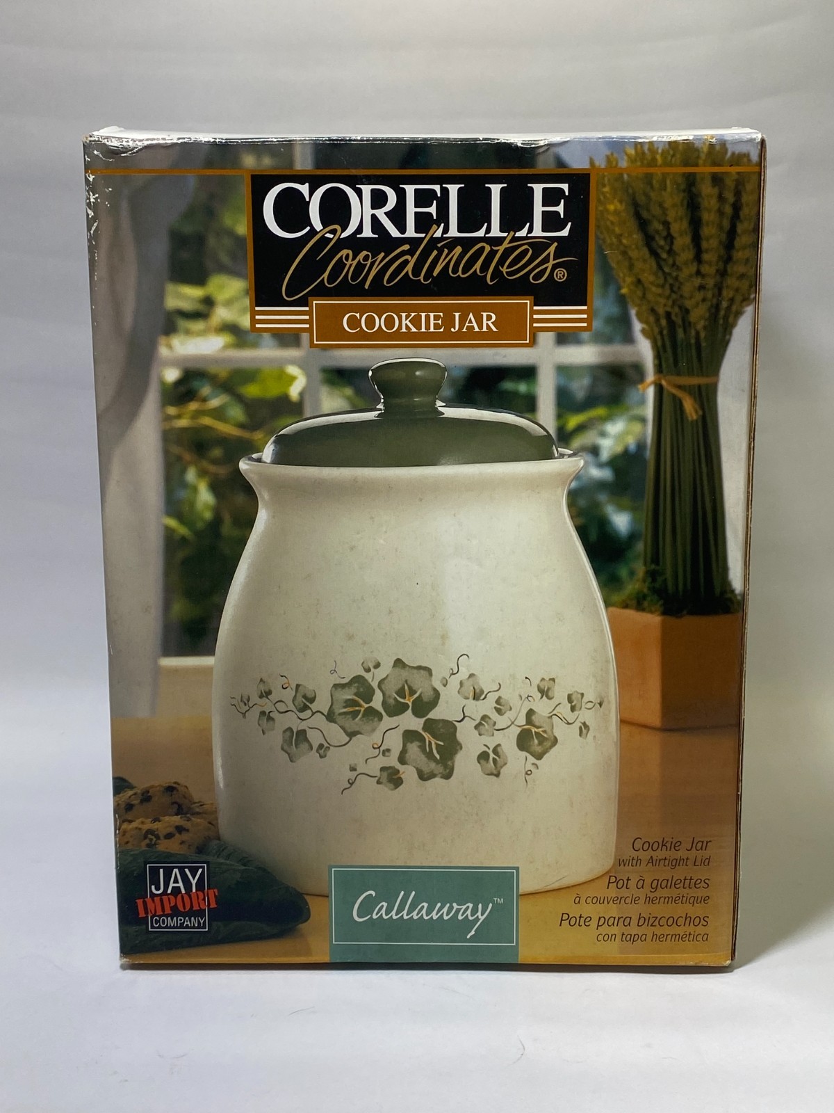 Corelle Coordinates Jay Imports CALLAWAY Green Ivy Large Cookie Jar New in Box