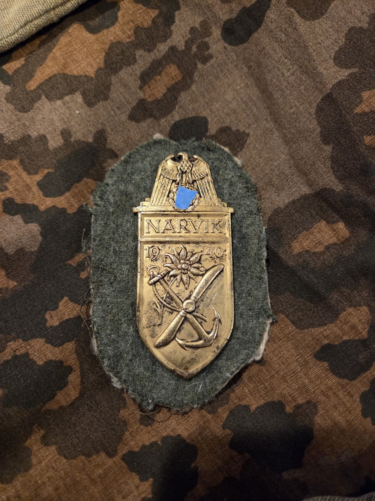 Original WW2 German Narvik Shield Kriegsmarine Uniform Award