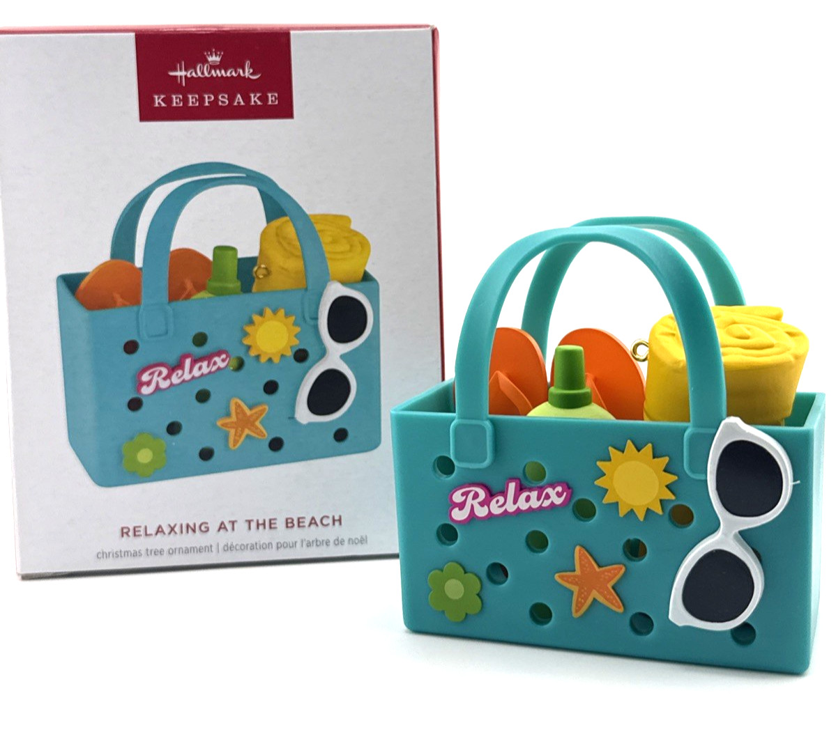 2026 Hallmark Ornament Relaxing at the Beach  Beach Bag Sun Keepsake