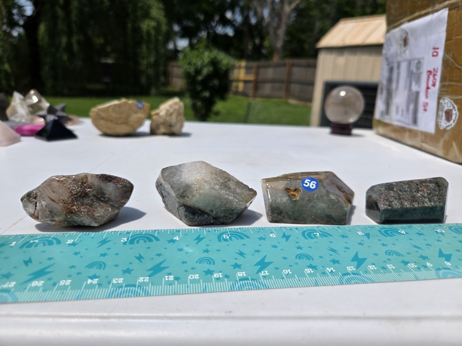 Garden Quartz semi polished lot of 4 heavy inclusions b56