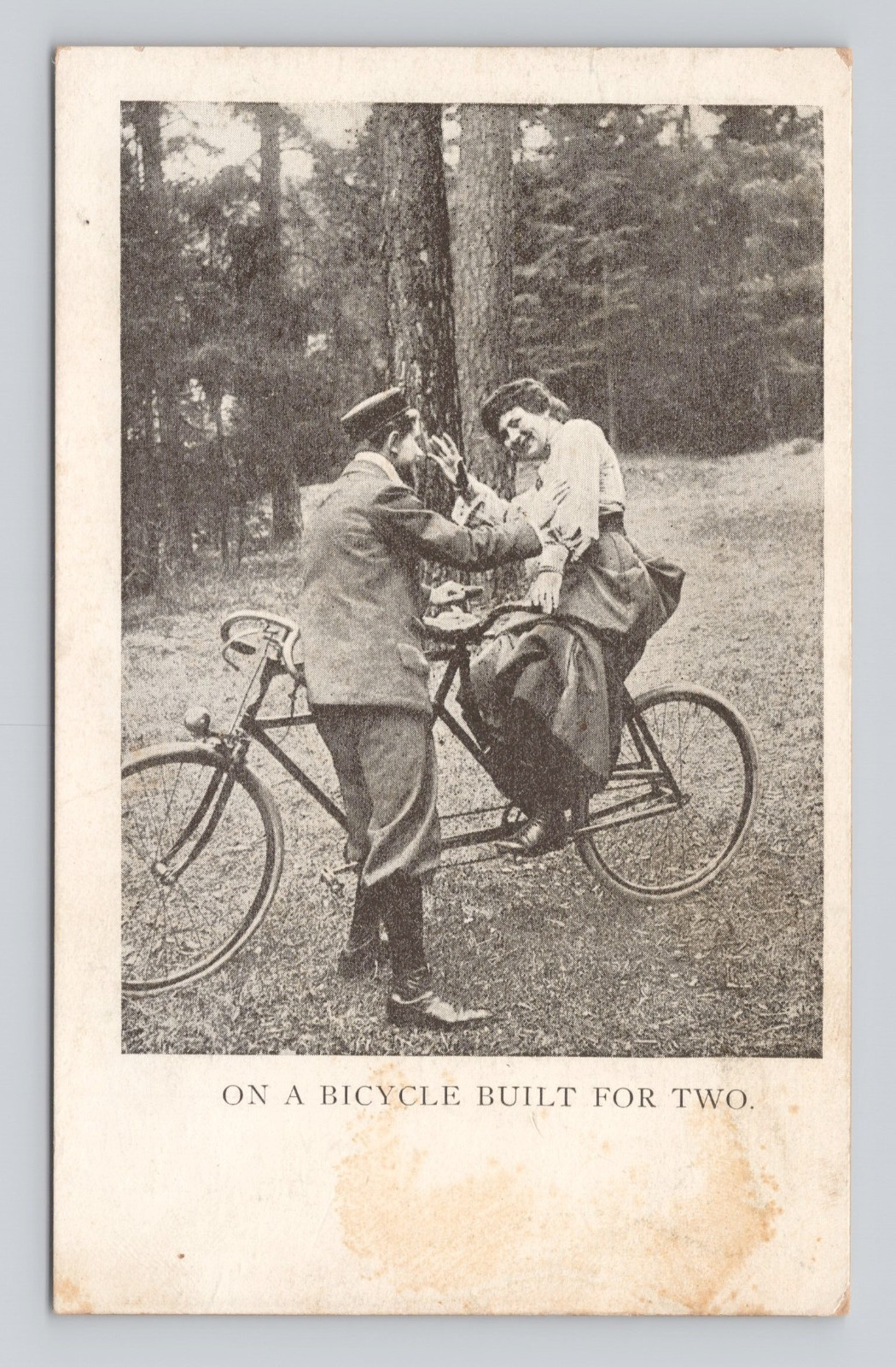 UDB Postcard on a Bicycle Built for Two TANDEM BICYCLE ~ Unposted