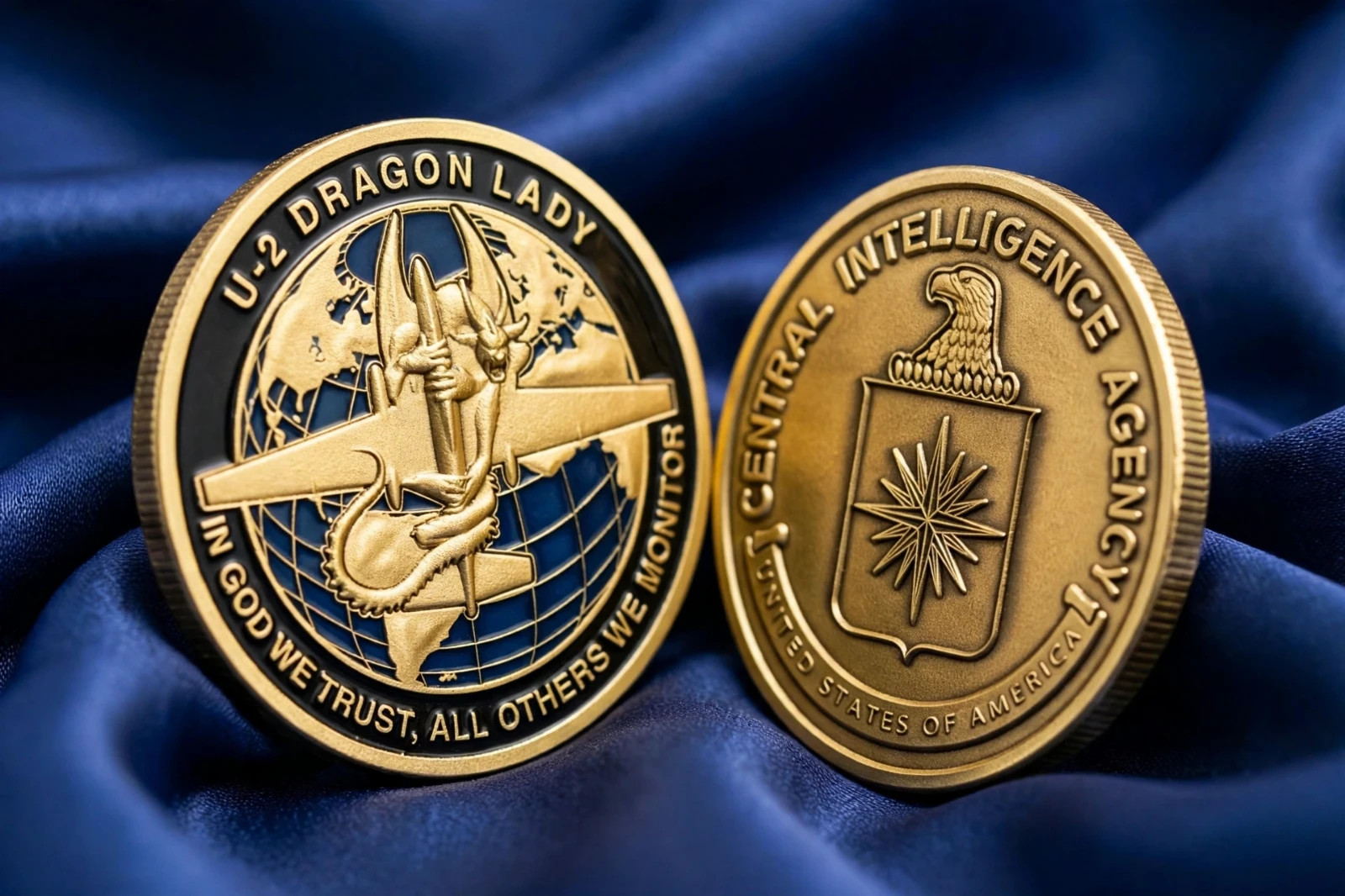 CIA U-2 Dragon Lady Challenge Coin - In God We Trust All Others We Monitor