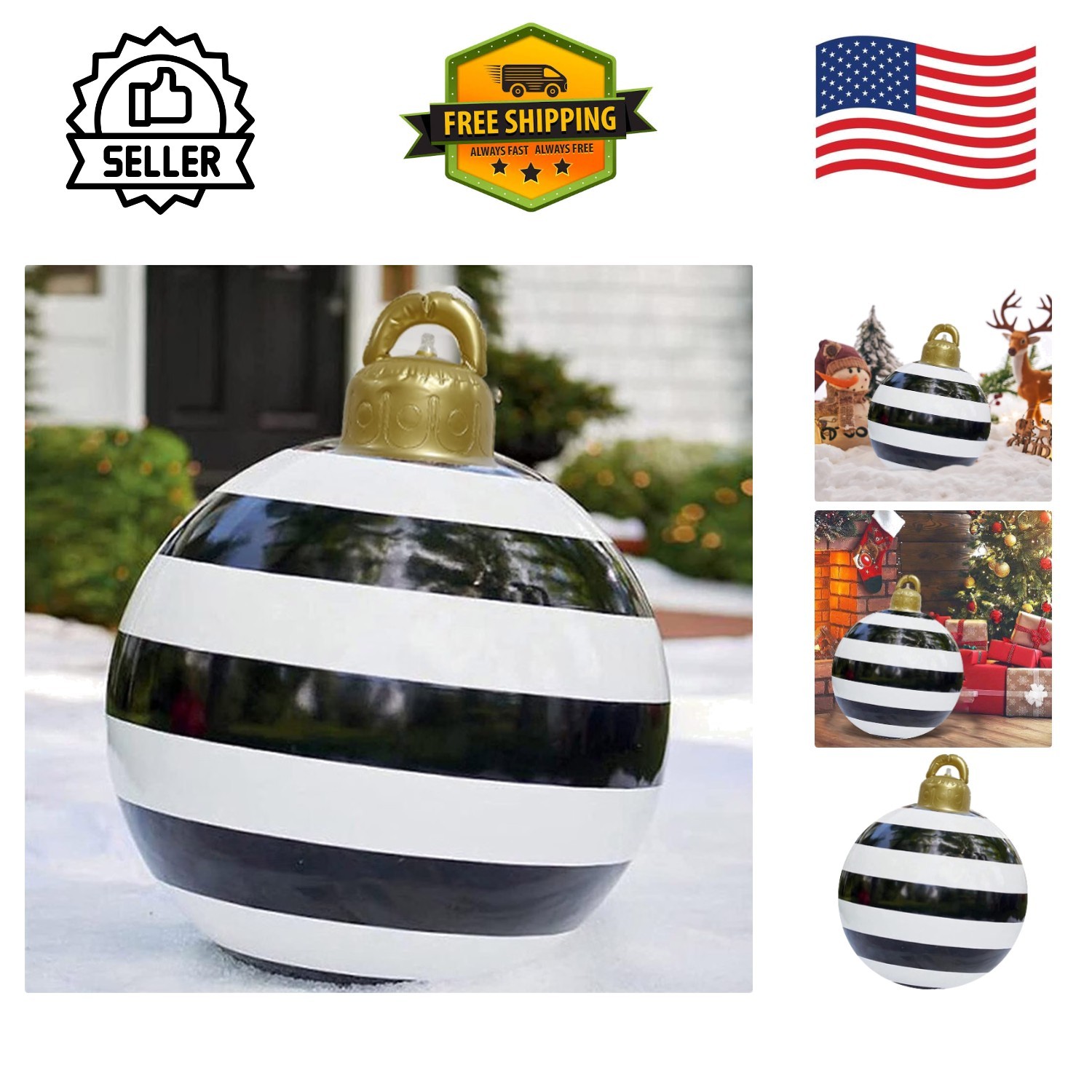 Santa Claus 24 Inch Giant Inflatable Christmas Balls - Charm Your Home & Garden