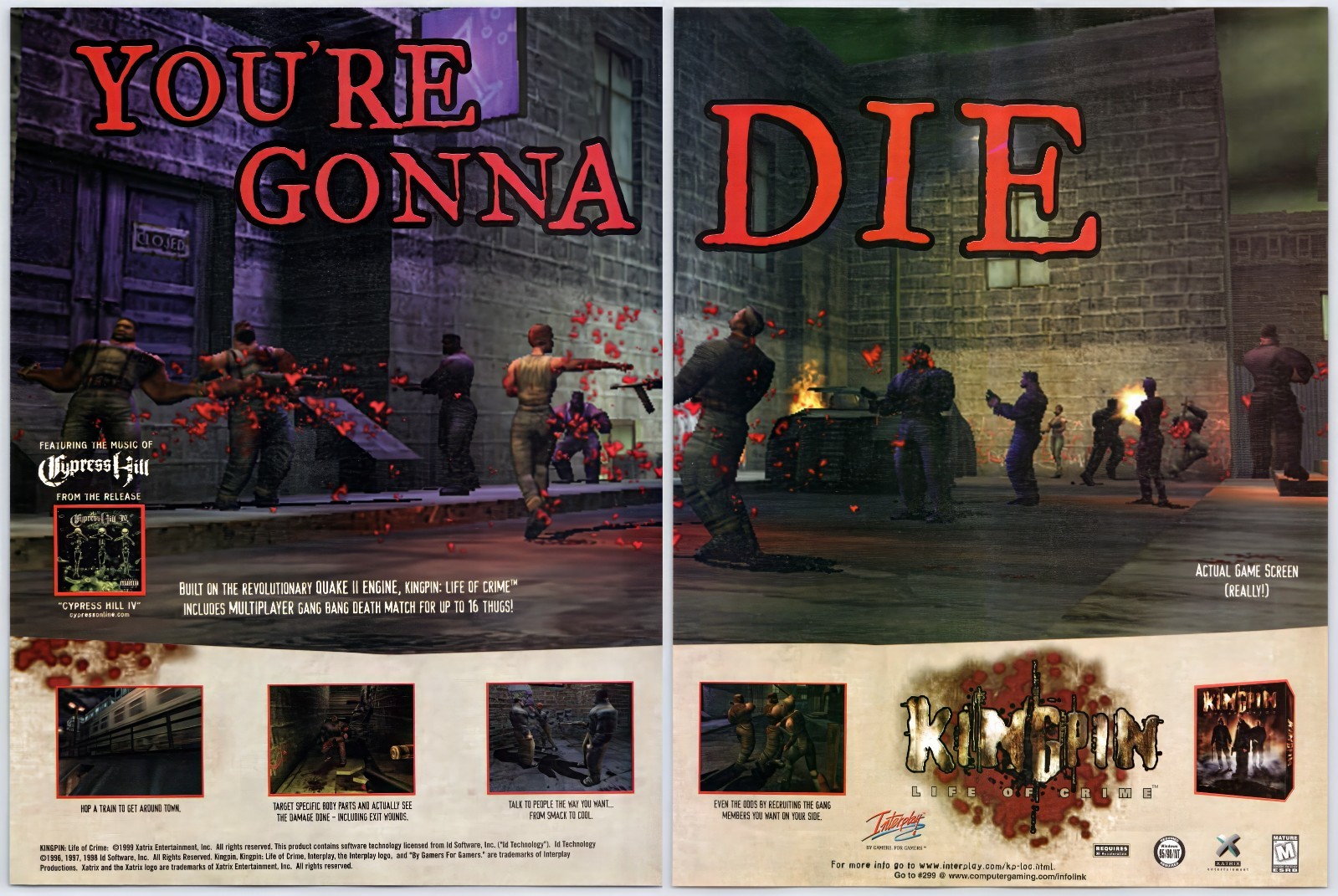 Kingpin Life Of Crime - PC Game - Vintage Original Print Ad/Poster Promo 1999