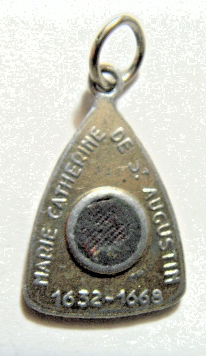 antique catholic Saint Marie Catherine de St Augustine relic pendent 54463