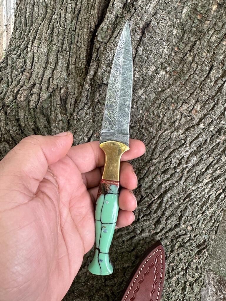 Vintage handmade Damascus double edged dagger boot knife Collectible THROWING