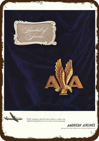 1946 AMERICAN AIRLINES Symbol Service Vintage Look DECORATIVE REPLICA METAL SIGN