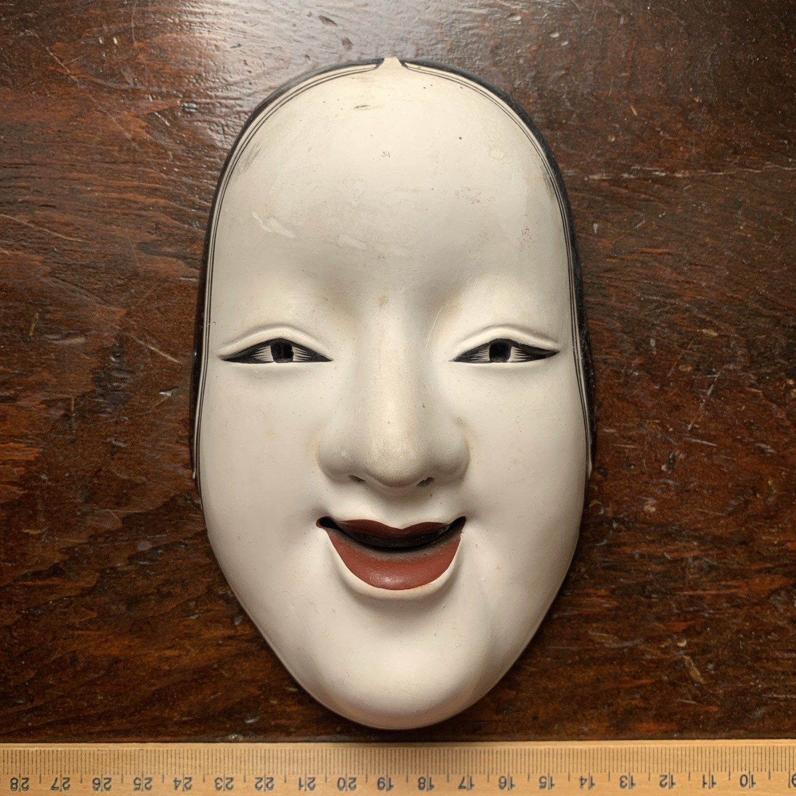 Vintage Japanese Ko-omote Noh Mask Ceramic Wall Hanging Kabuki Theater Folk Art