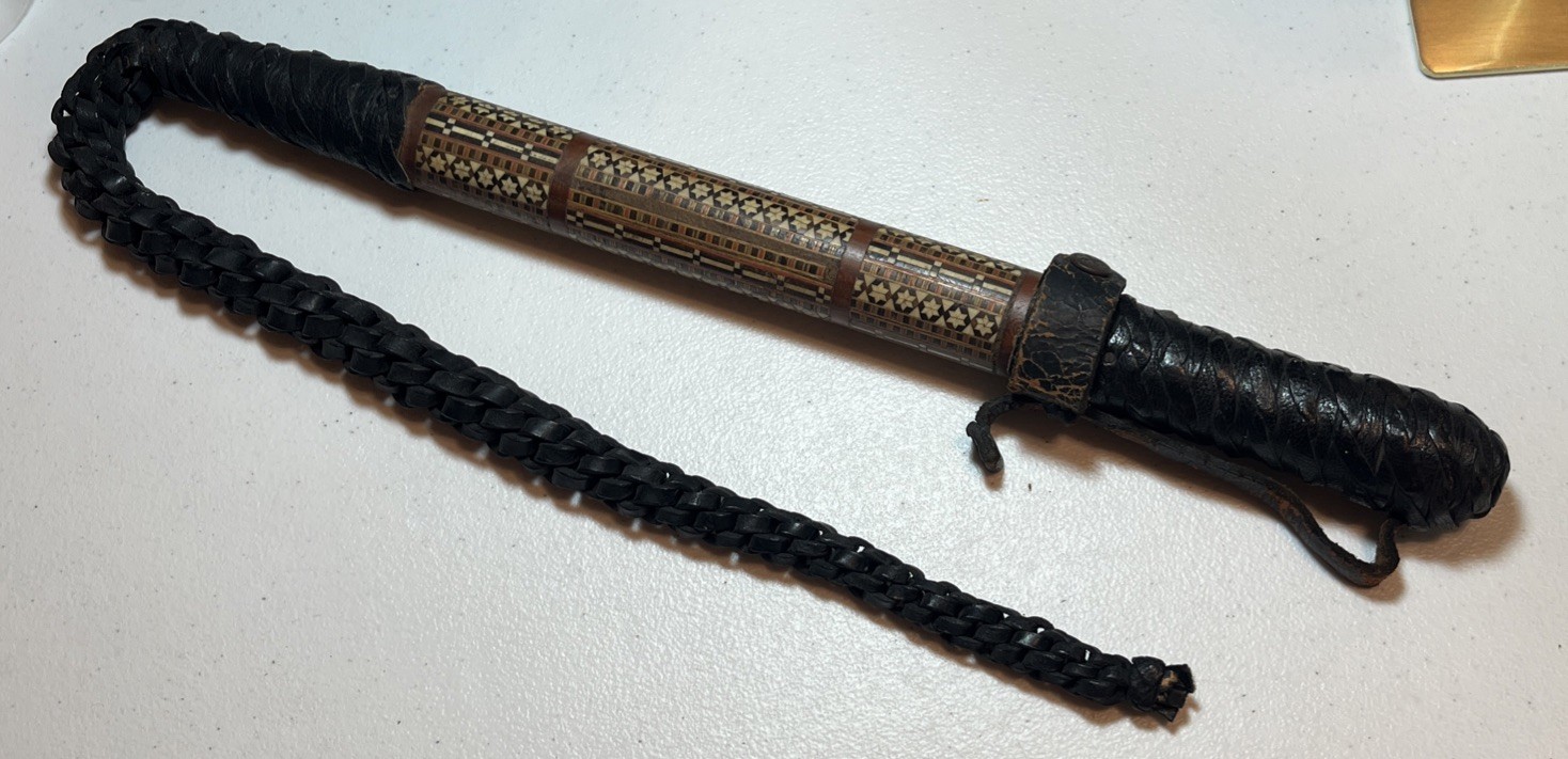 VTG Middle Eastern Camel Black Leather Whip.       2a.