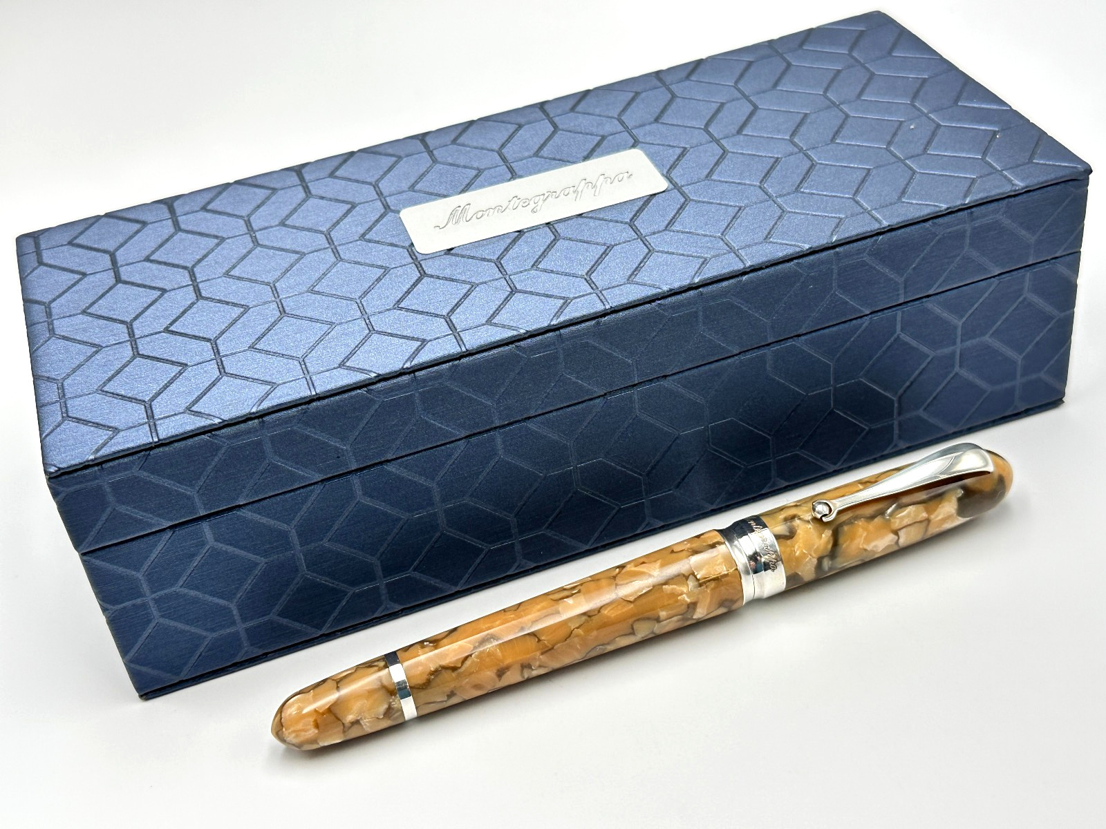 MONTEGRAPPA LIBERTY INDIAN RAINBOW CELLULOID STERLING SILVER ROLLERBALL PEN