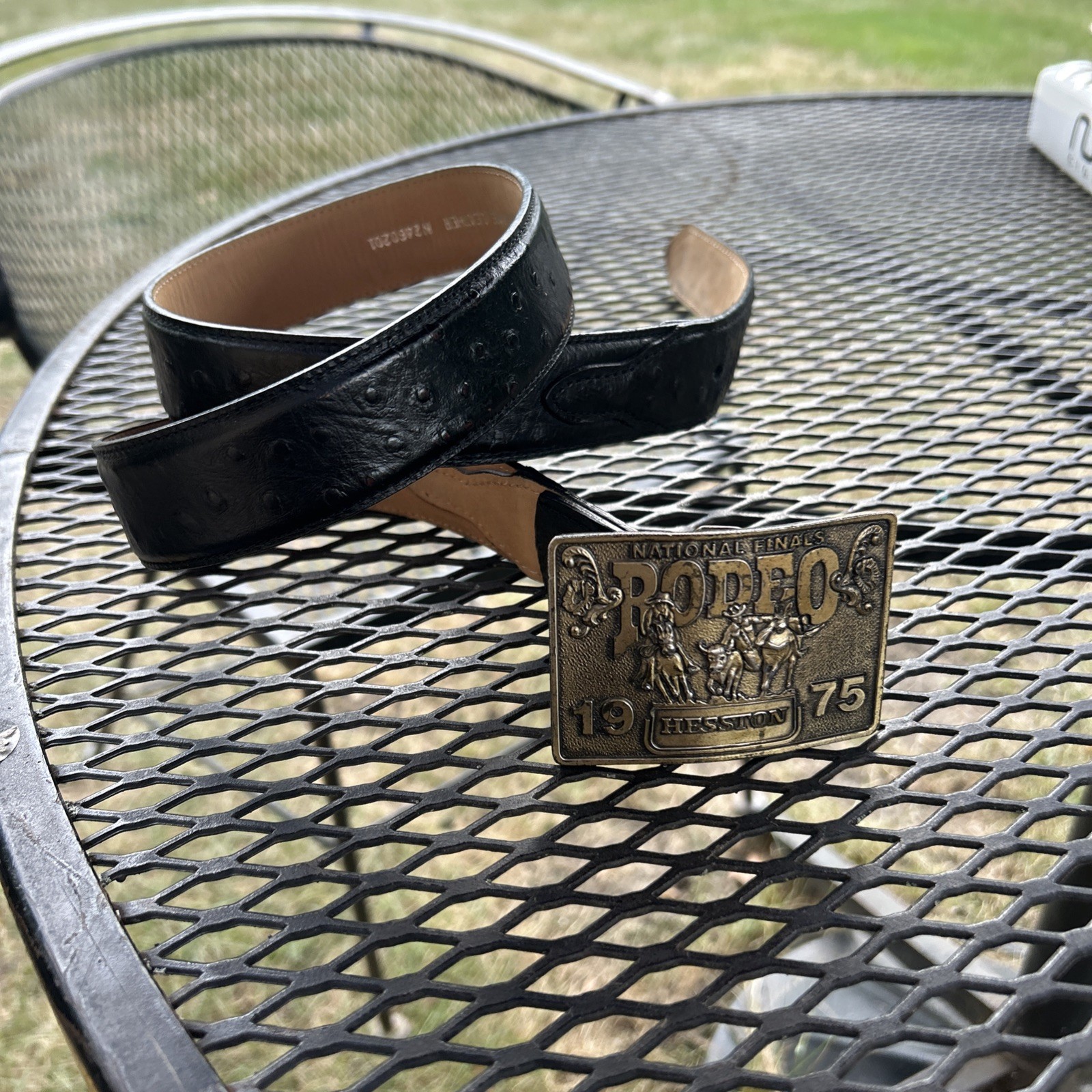 Limited Edition Vintage Hesston 1975 National Finals Rodeo Belt Buckle And Belt