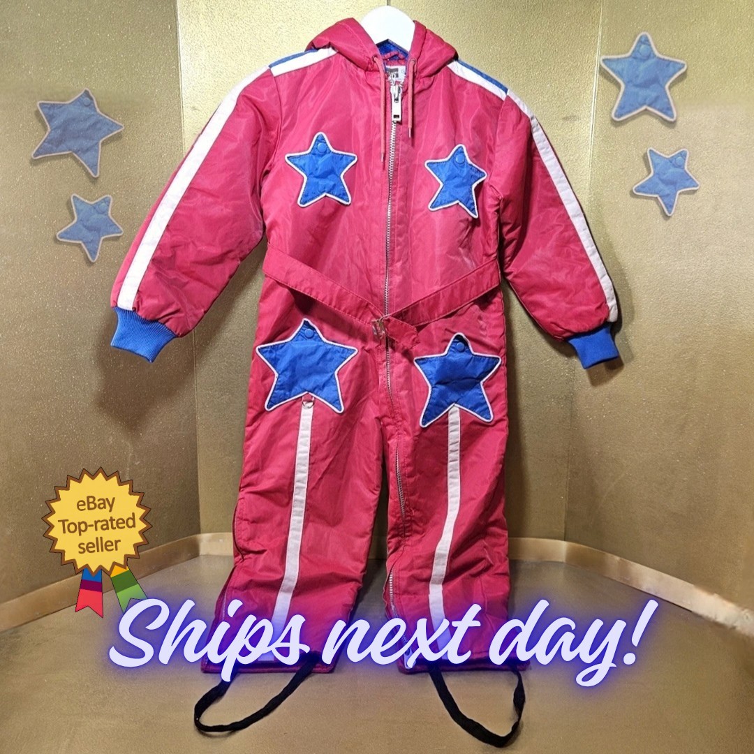 Montgomery Ward Kids Snowsuit Halloween Costume Sz 7 Ski Suit USA 1970\'s Retro