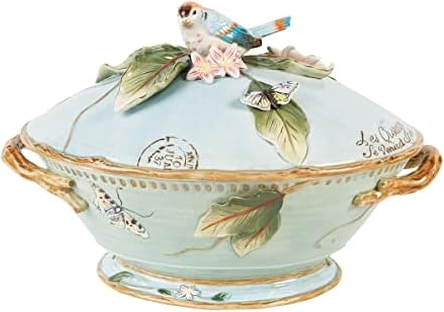 Fitz and Floyd Toulouse Soup Tureen with Ladle, 3.5 Quart, Blue
