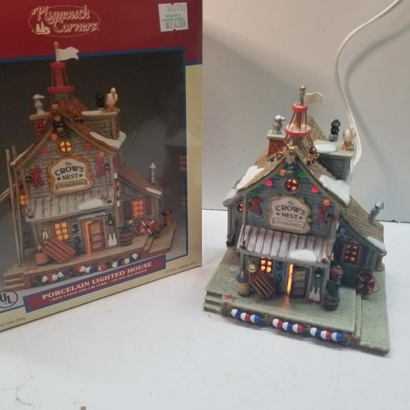 Lemax The Crows Nest Plymouth Corners Retired #25651 w/box & Light - READ