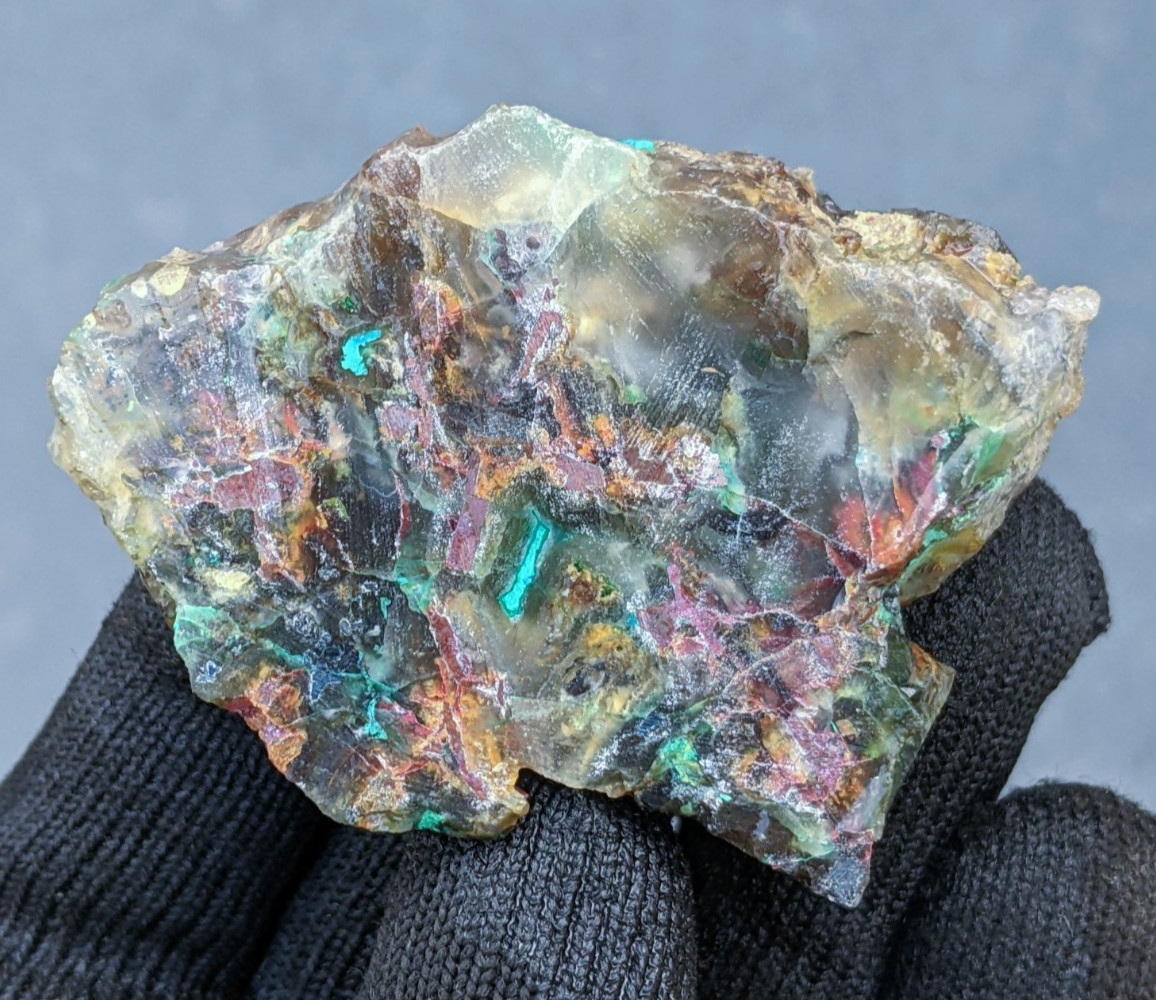50 gr Rare Chrysocolla With Copper In Chalcedony Slab Rought Collector Pieces