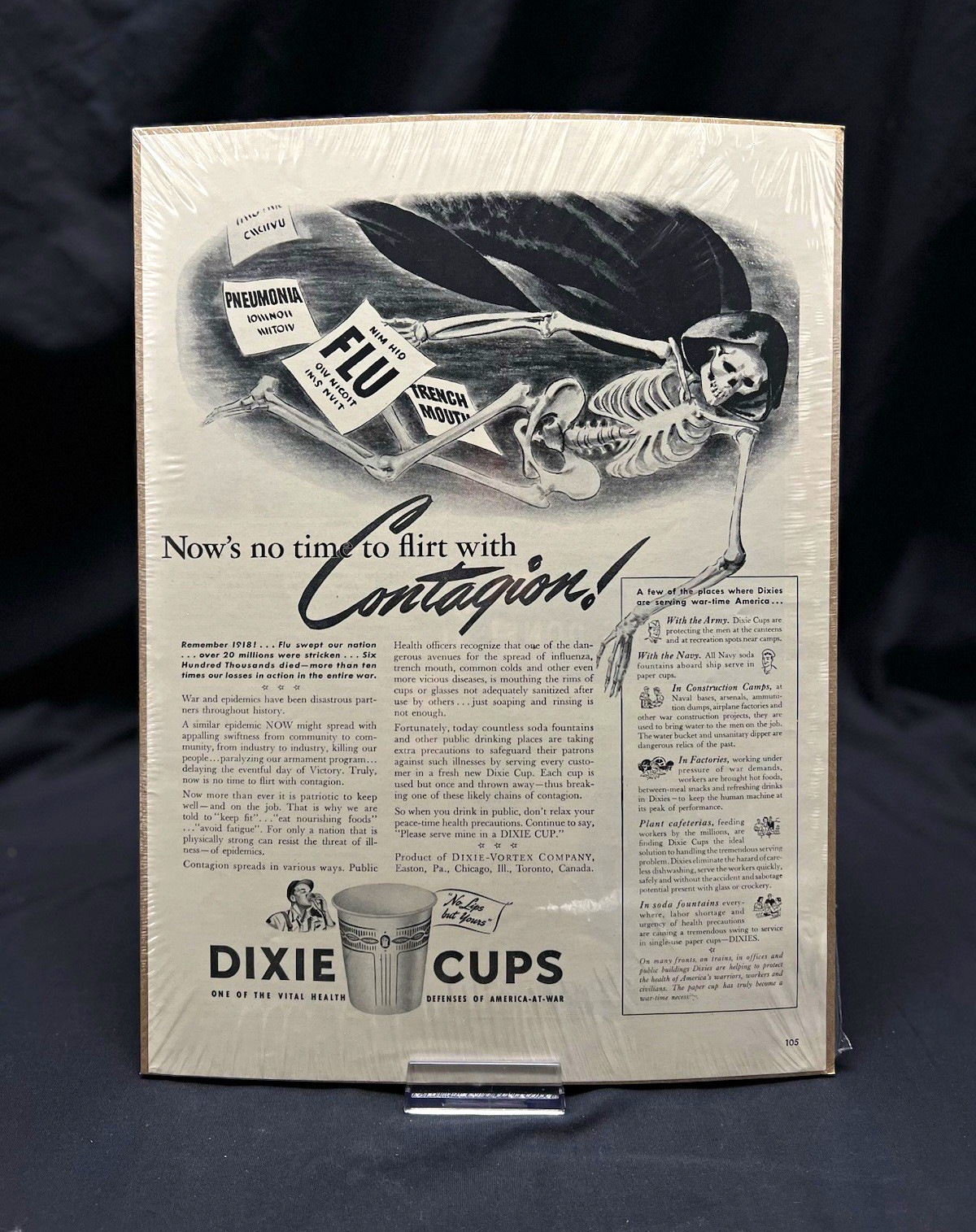 Vintage 1942 Black White Print Ad Grim Reaper WWII War Propaganda LIFE Magazine