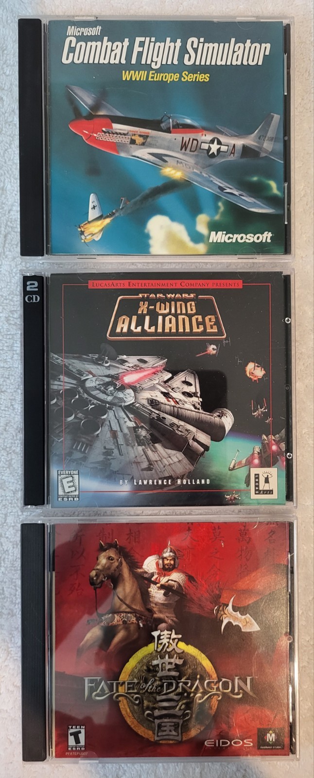 PC Game Lot Fate Of The Dragon, X-Wing Alliance, Combat Flight Simulator WWII