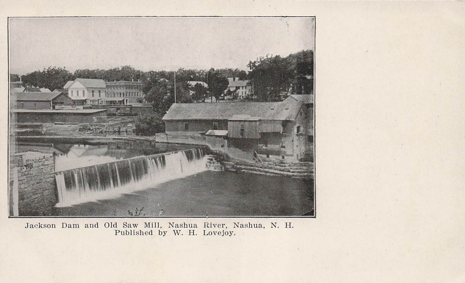 Nashua New Hampshire NH Jackson Dam Old Saw Mill Vtg Postcard K15