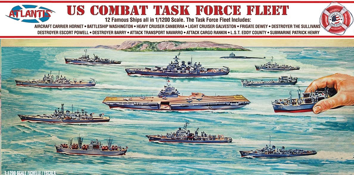 Atlantis US Combat Task Force Fleet 12 Ships Included 1/1200 Scale, Molded