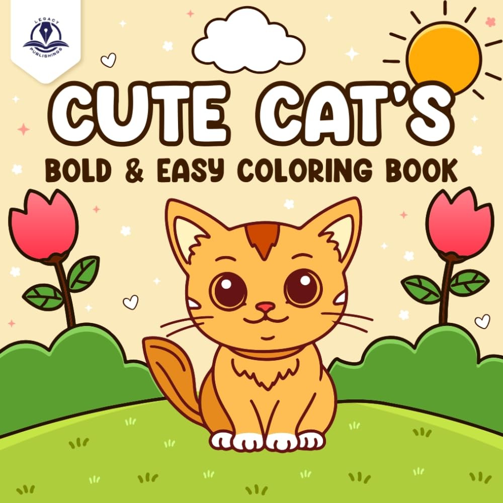 Cat Coloring Book for Adults and Kids: 50 Bold & Easy Cute Designs for Cat Lover