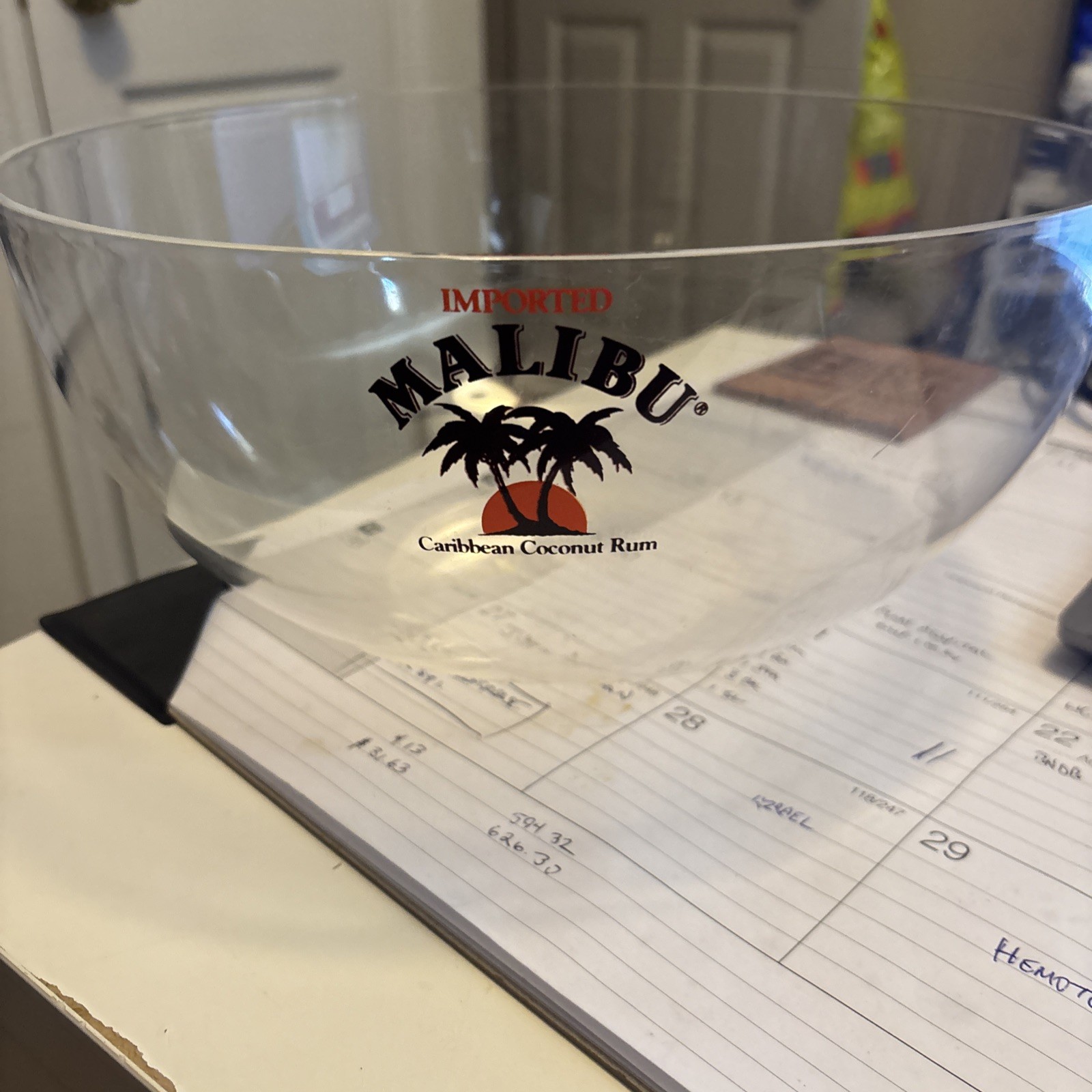 Vintage Malibu Caribbean Coconut White Rum 12” Round 6” Deep Guzzini Punch Bowl