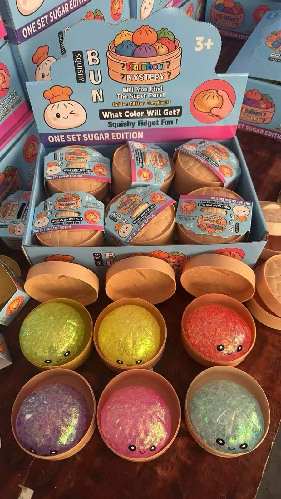 72pcs Glitter crazy Squishy dumplings large same face different colors