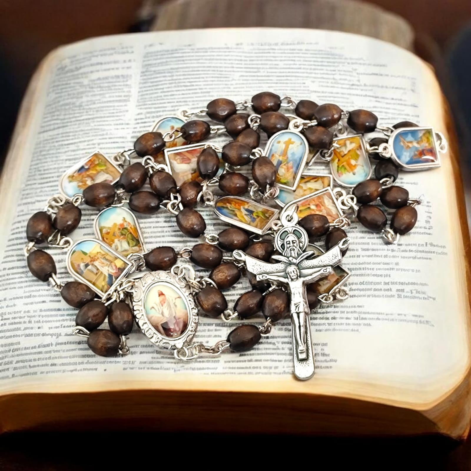 Stations of the Cross Rosary Chaplet Rosaries made of Wood Holy Spirit 26,8