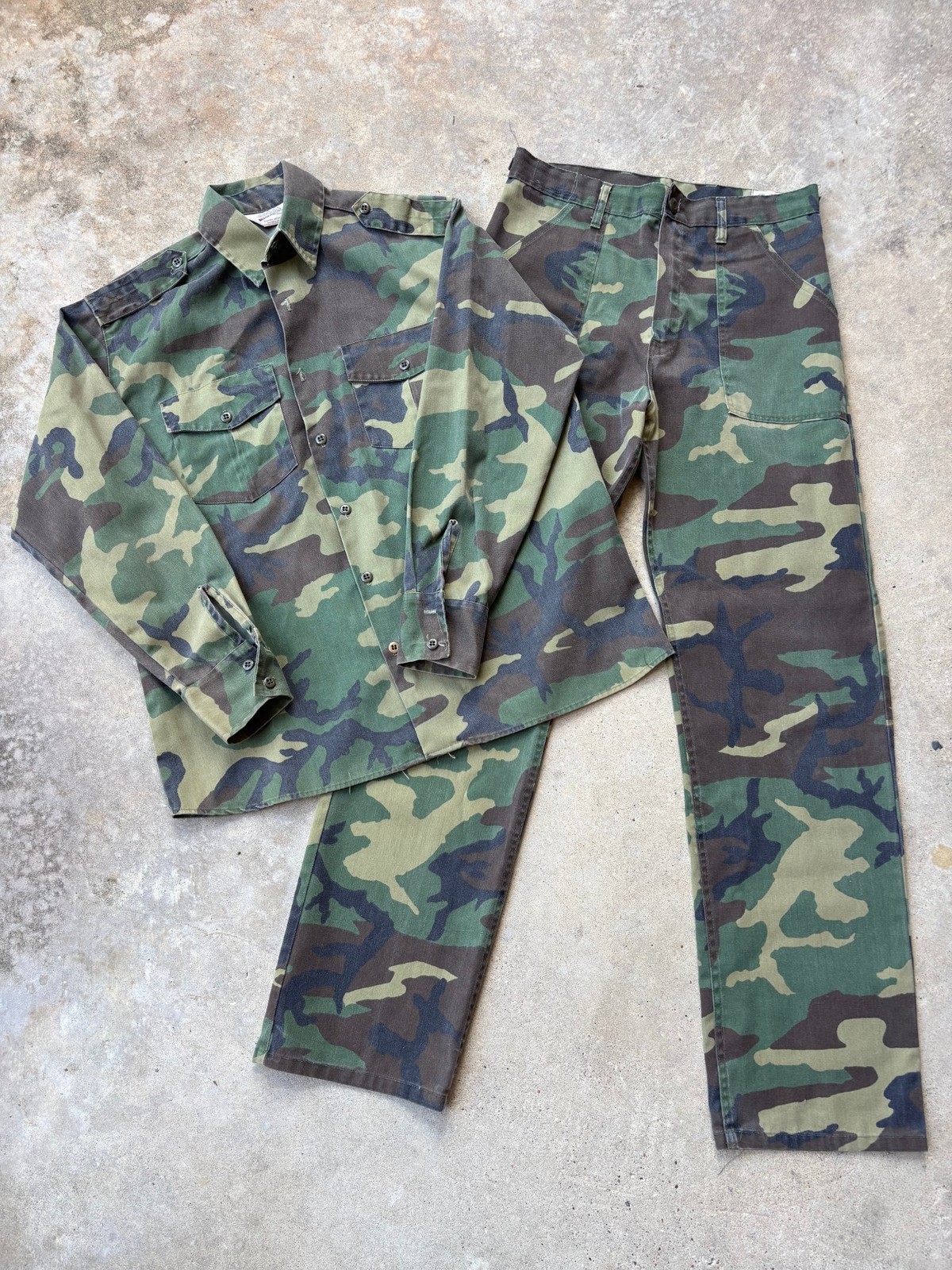 Cabela's Vintage Woodland Camo BDU Shirt and Pants Set - Military Style