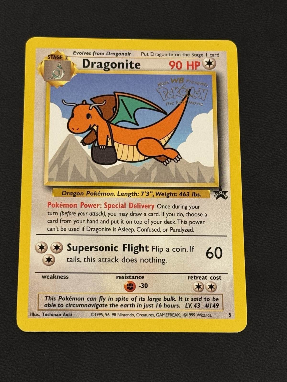 Pokémon TCG Dragonite Black Star Promo 5 WB The First Movie Stamped Near Mint