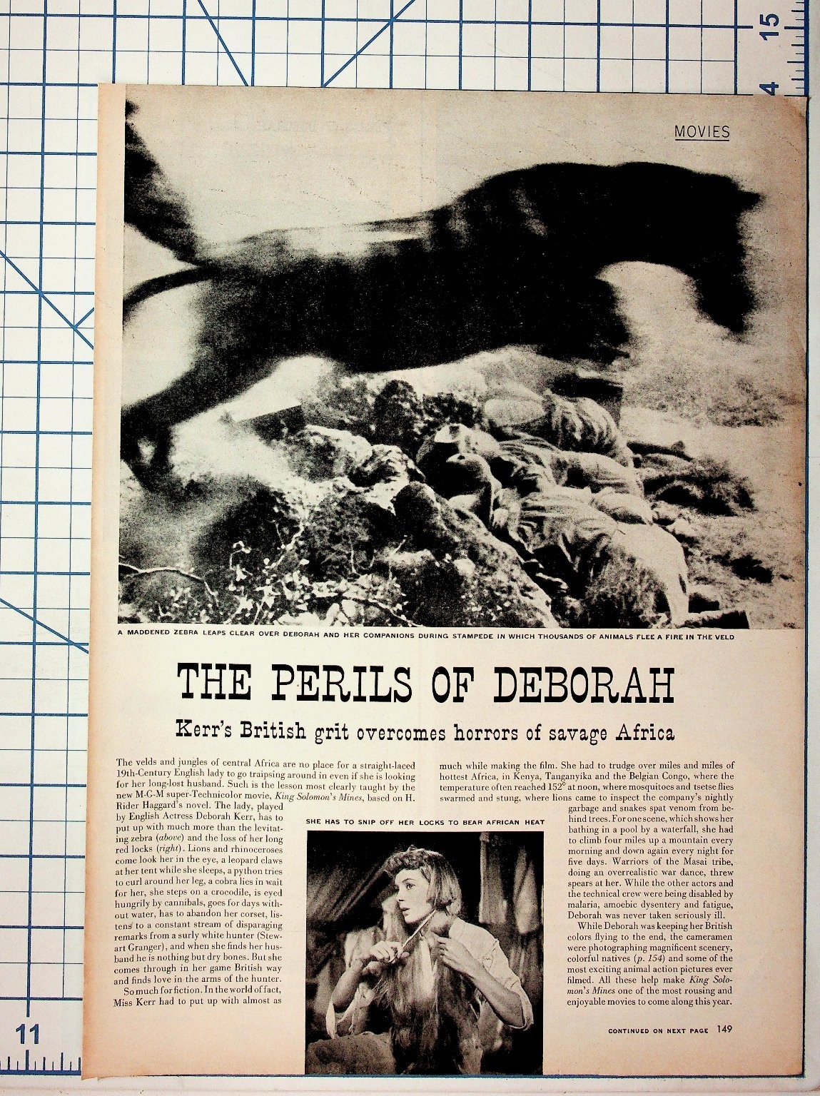 1950 Deborah Kerr Africa Perils Story Print Ad Formfit Singer Park & Tilford Ads