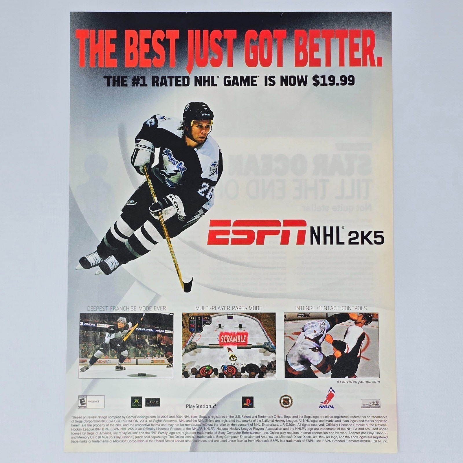 ESPN NHL 2K5 Xbox PlayStation 2 PS2 Authentic Magazine Ad