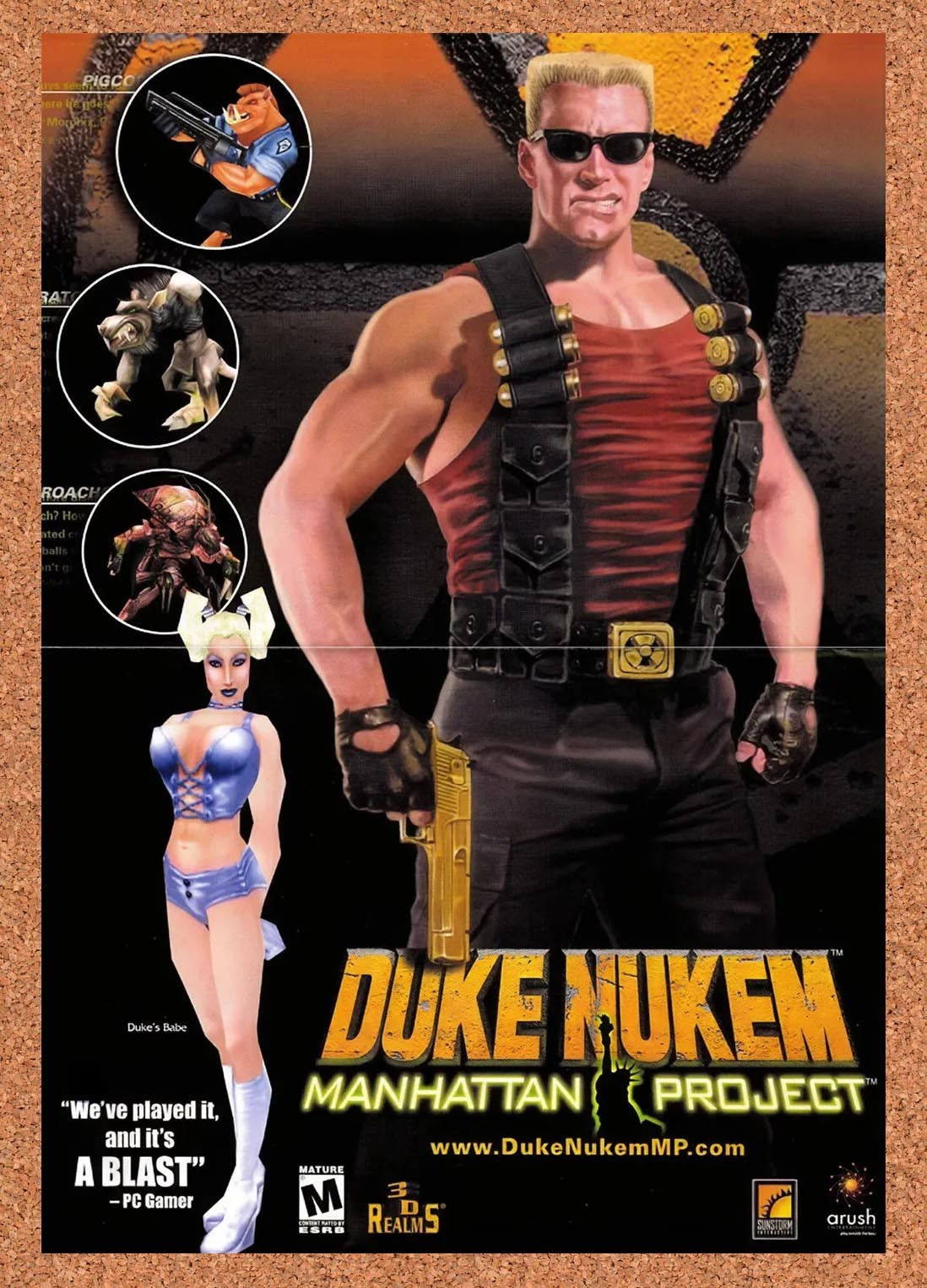 Duke Nukem Manhattan Project PC Original 2002 2-Sided Foldout Poster 10.5