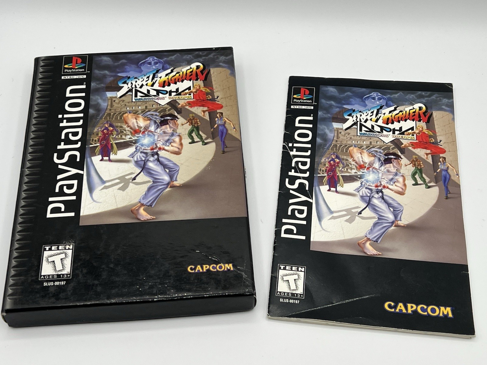PS1 Street Fighter Alpha: Warriors\' Dreams Long Box & Manual Only See Pictures