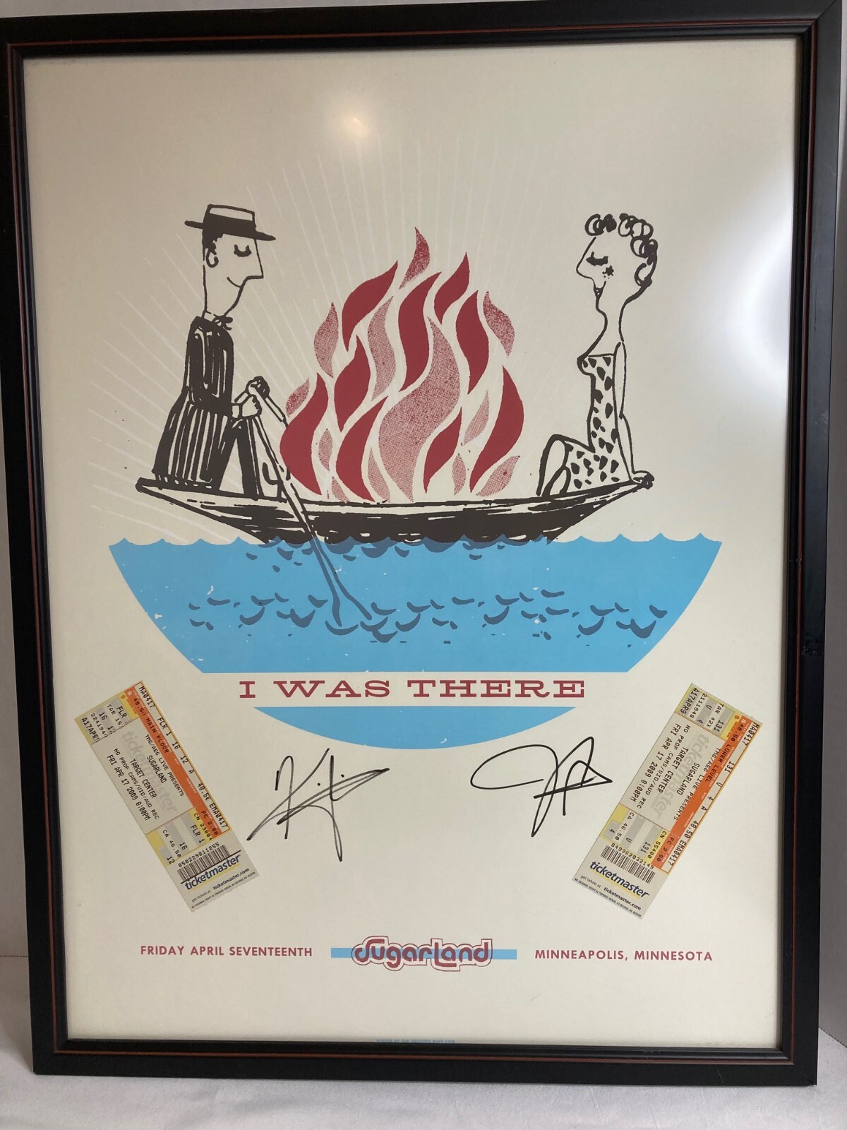 SUGARLAND Band Autographed Framed I Was There Tour Poster - Minnesota 2009