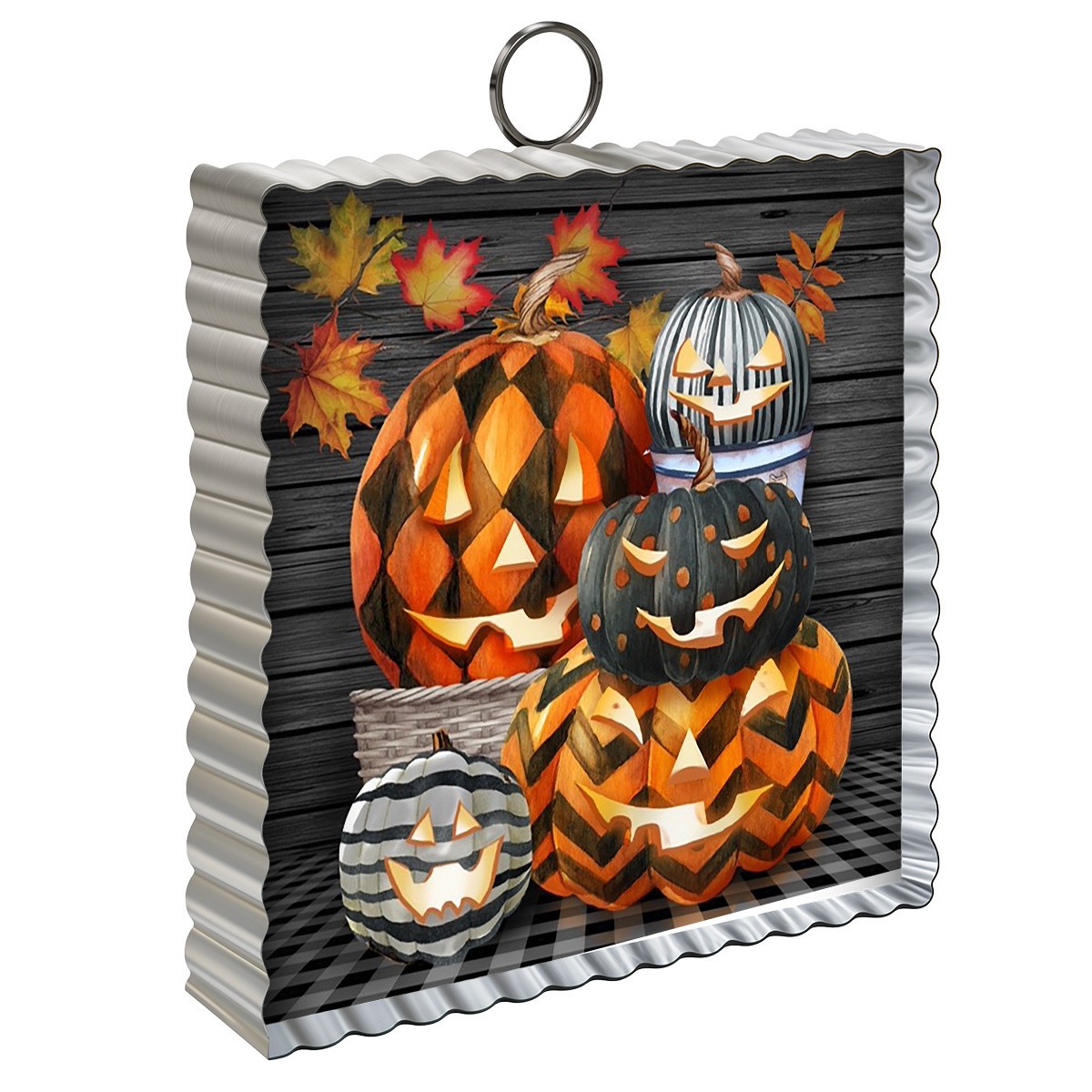 Briarwood Lane Halloween Patterned Jack-O-Lanterns Metal Mini Moment 6x6