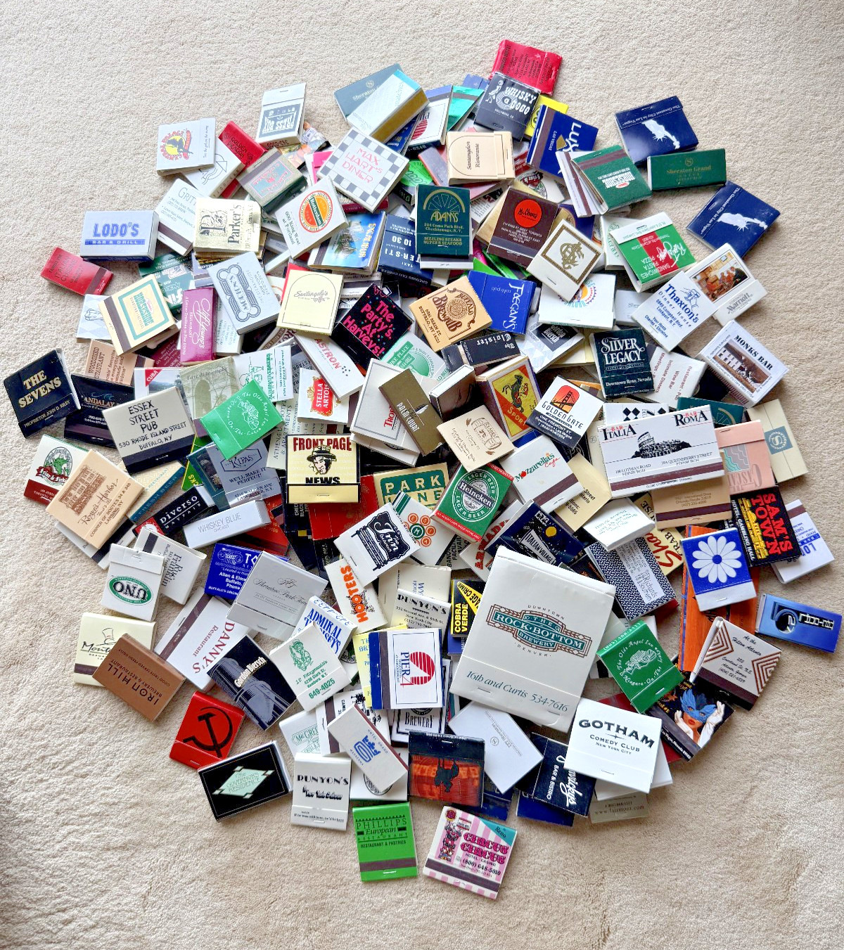 Over 200 Vintage Matchbooks - USA, Ireland, Scotland, England.  Weighs 2 Pounds