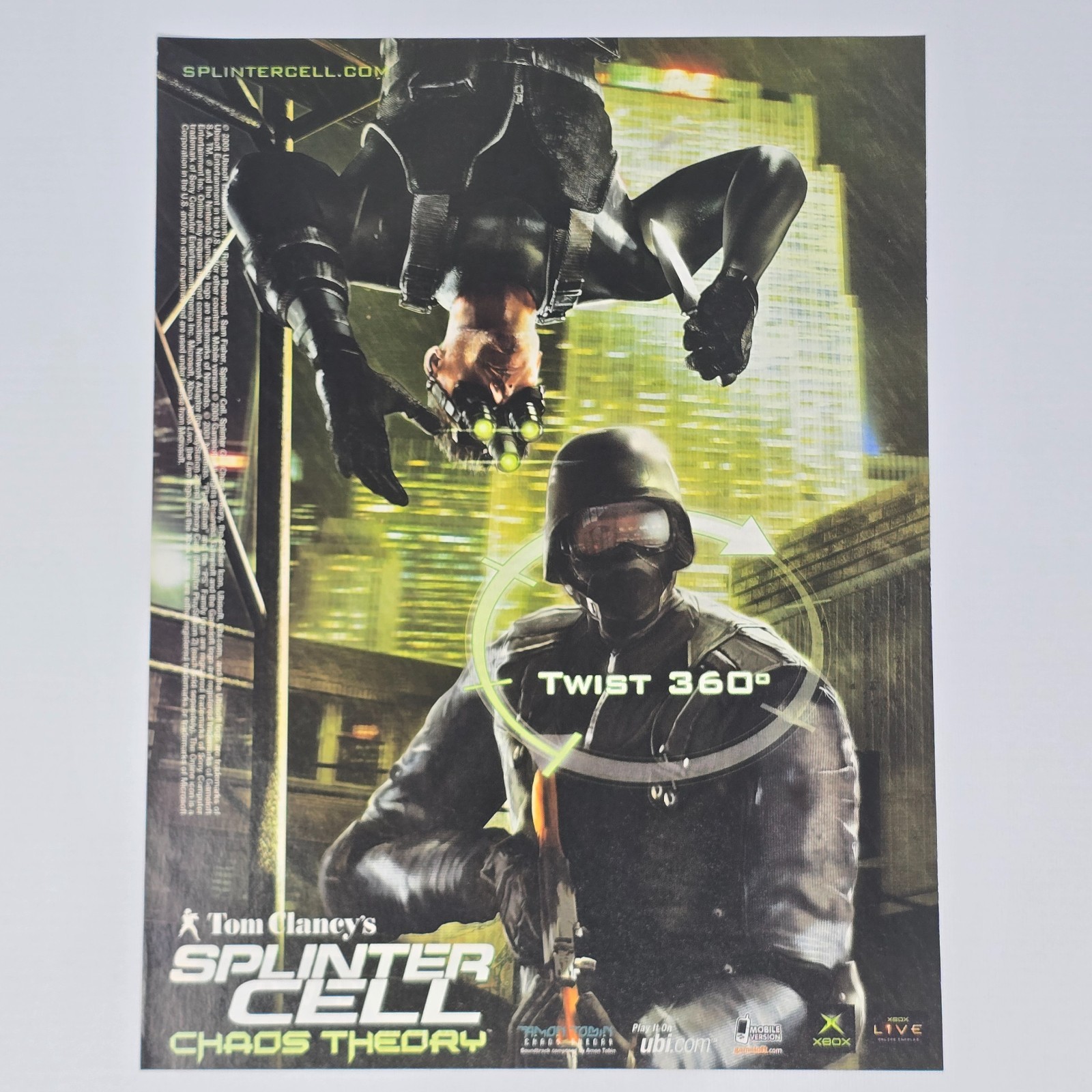 Splinter Cell Chaos Theory Xbox Twist 360 Print Ad/Poster Promo Art