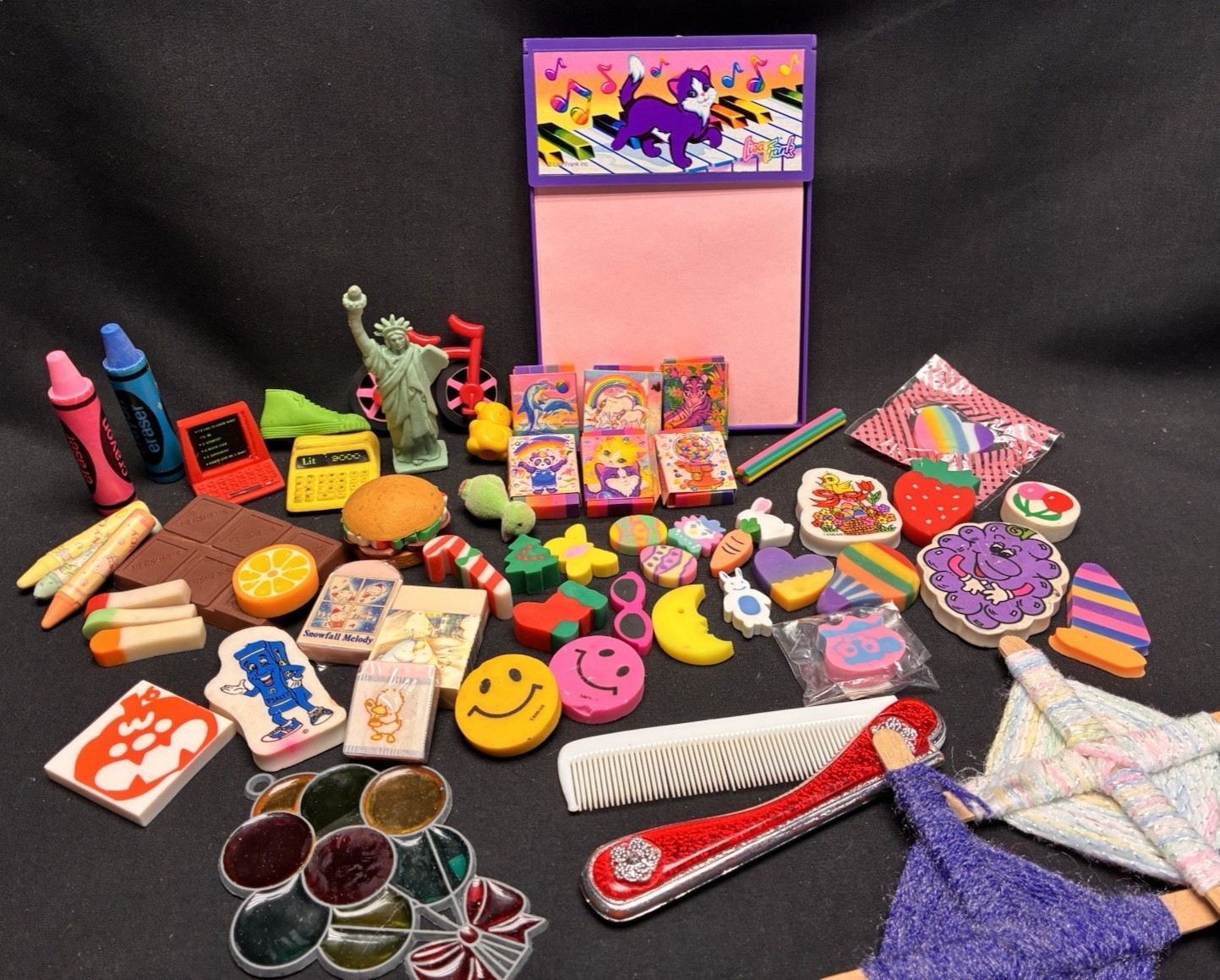 Vintage 90s Lisa Frank Notepad Mix Of Masterpiece Erasers Stationary Lot y2k Kid