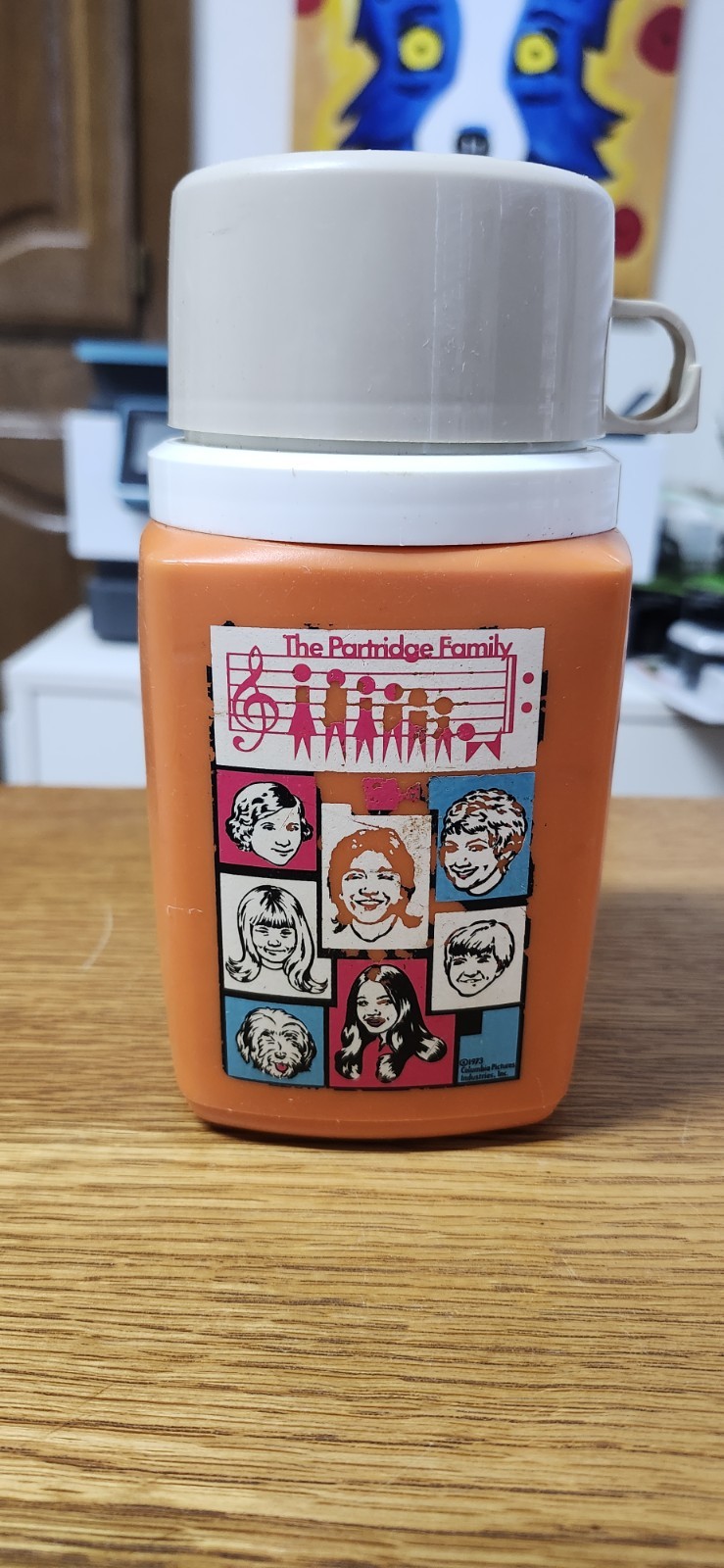 Vintage 1973 The Partridge Family Plastic Thermos Plastic Orange