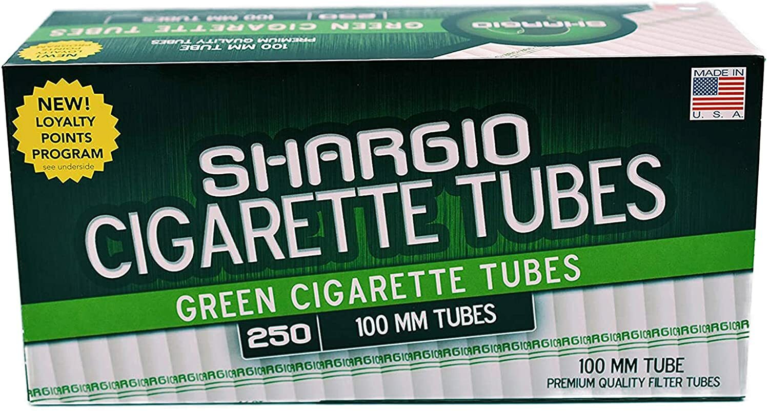 Shargio Menthol Green 100s 100 mm Cigarette Filter Tubes - 4 Boxes (1000 Tubes)
