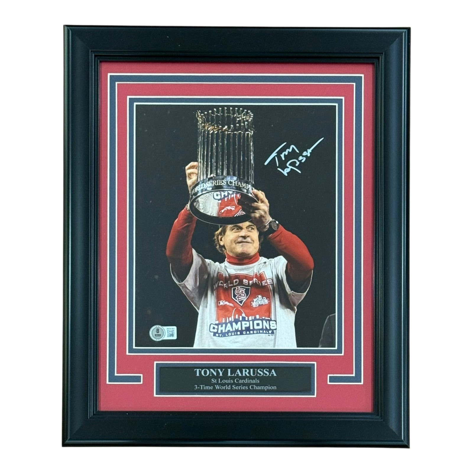 Tony LaRussa Autographed St. Louis Cardinals (World Series Trophy) Deluxe Framed