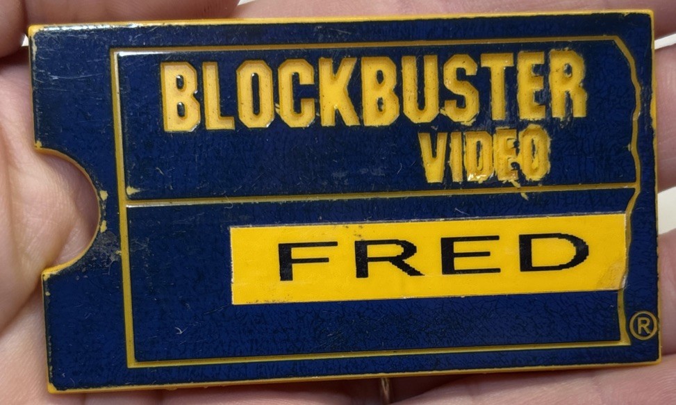 USED Authentic Blockbuster Video Store Name Tag 1990's-2000's Vintage Badge FRED