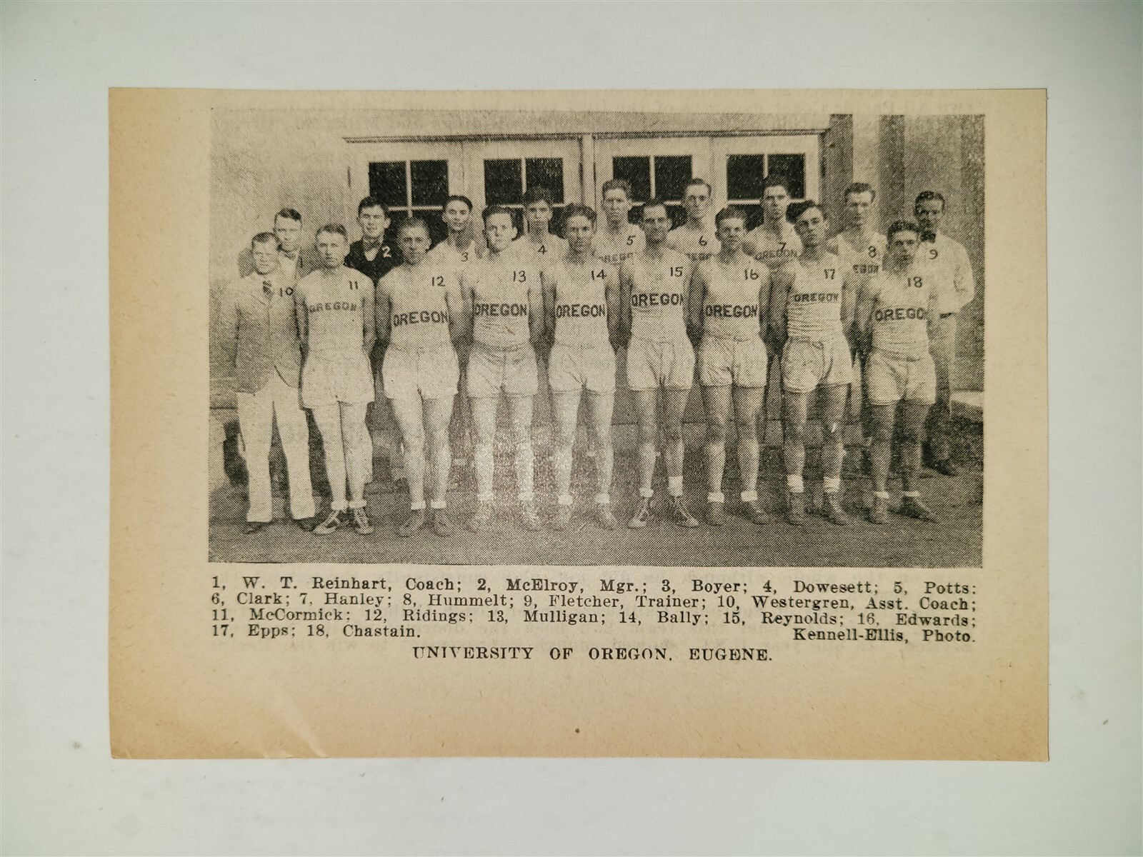 University of Oregon 1928-29 Basketball Team Picture